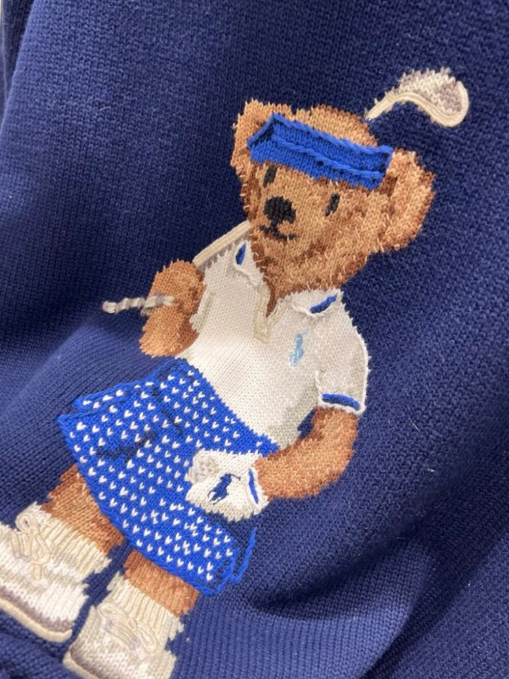 Polo Ralph Lauren Navy Golf Bear Crewneck Knit Sweater - Picture 2 of 8